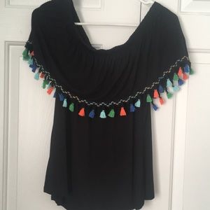 Off the shoulder top with tassels